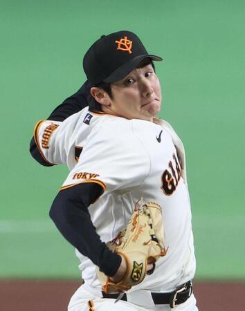 阪神打線相手に力投する竹丸（撮影・佐々木彰尚）