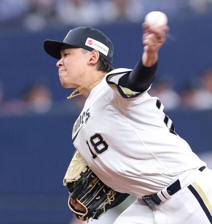 楽天打線を相手に力投する宮城（撮影・立川洋一郎）