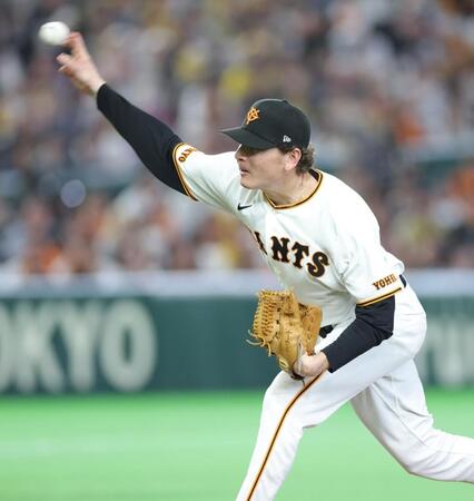 阪神打線を相手に力投するハワード（撮影・西岡正）