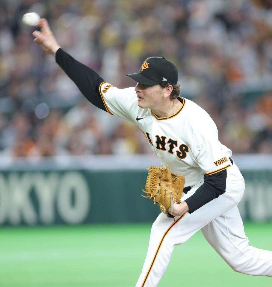 阪神打線を相手に力投するハワード（撮影・西岡正）