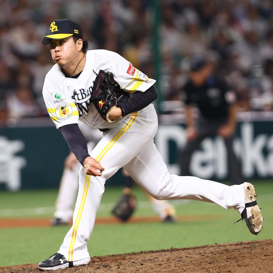 ６回から登板した上茶谷（撮影・中島達哉）