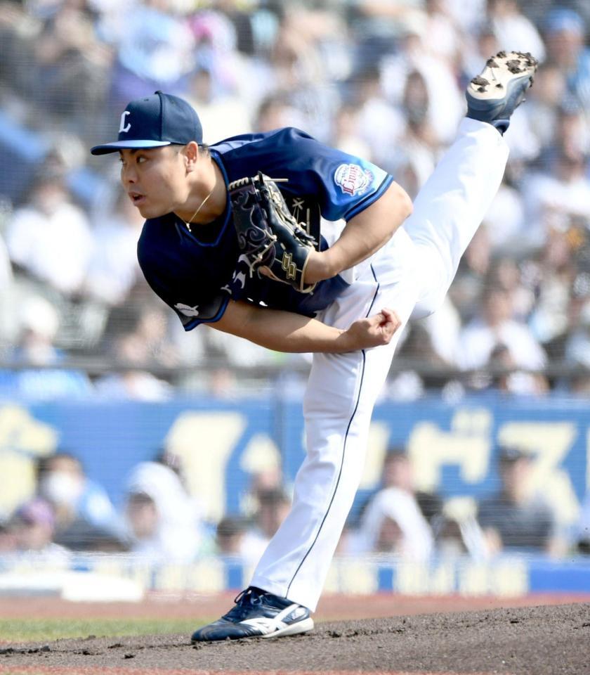 ロッテ打線を相手に力投する西武・平良海馬＝ＺＯＺＯマリンスタジアム（撮影・佐藤厚）