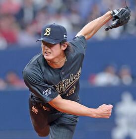 ３回表から登板し２回無失点の山崎（撮影・立川洋一郎）