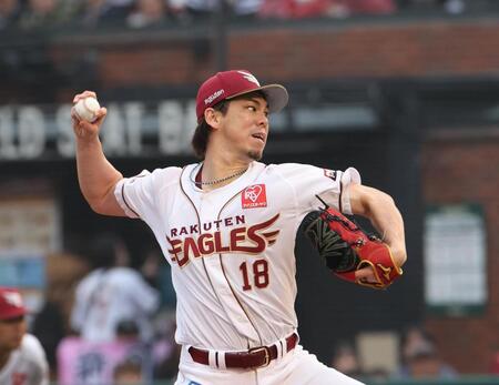 ソフトバンク打線相手に力投する前田（撮影・佐々木彰尚）