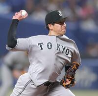 ９回に登板し力投する大勢（撮影・西岡正）
