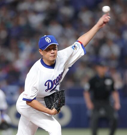 巨人戦に先発し力投する大野（撮影・西岡正）