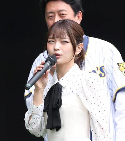 ＳＧＬスタジアムに登場した福留光帆（撮影・西田忠信）