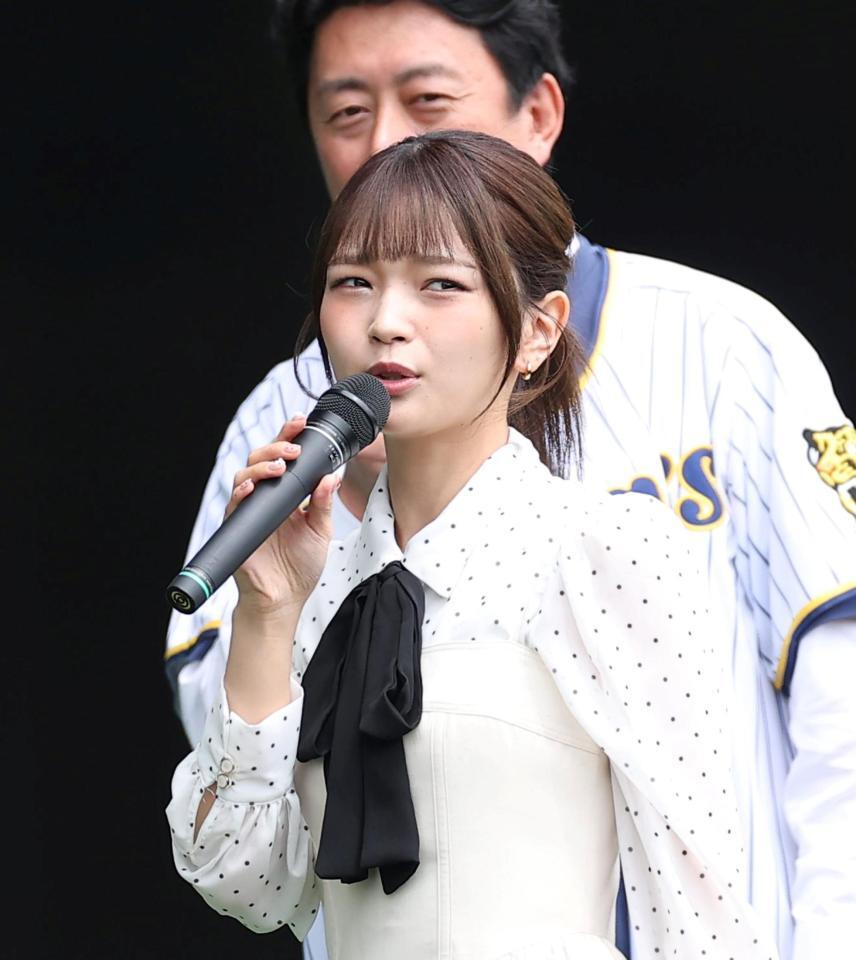 ＳＧＬスタジアムに登場した福留光帆（撮影・西田忠信）