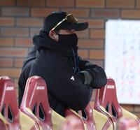 戦況を見守る新庄監督（撮影・金田祐二）