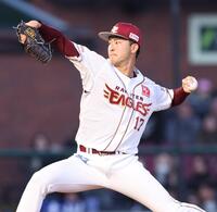 力投する古謝（撮影・金田祐二）