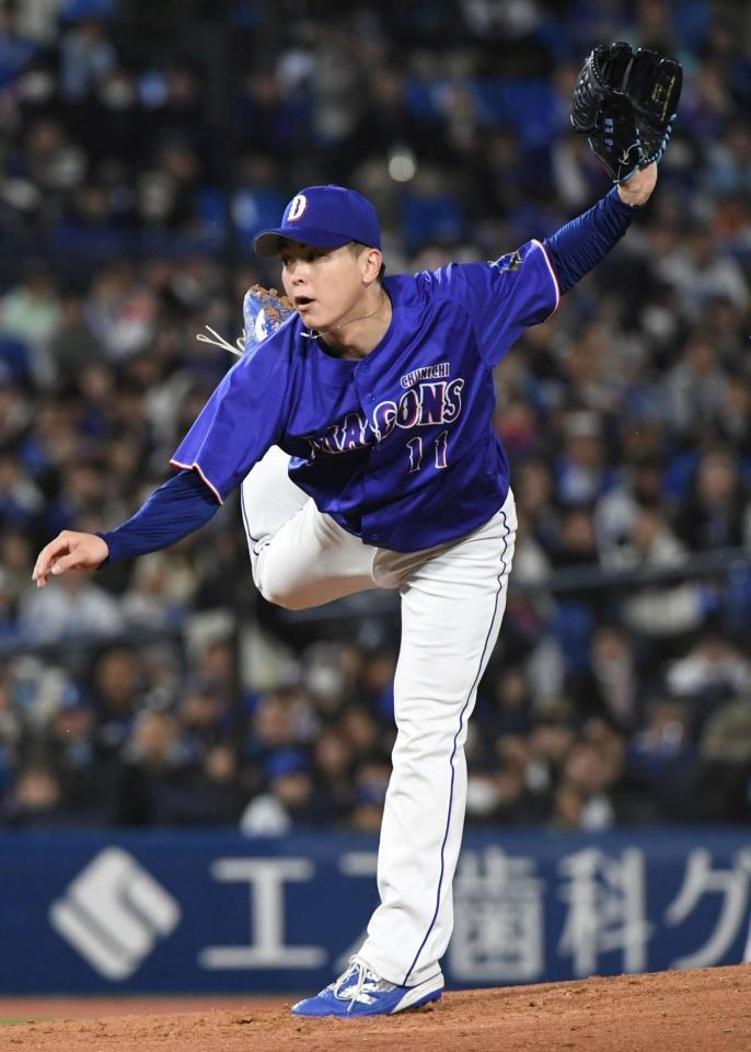 ５回２失点の好投を見せた中西（撮影・佐藤厚）