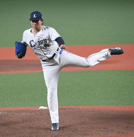 ロッテ打線を相手に力投する武内（撮影・佐藤厚）