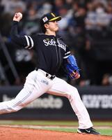 ６回、力投する上沢（撮影・中島達哉）