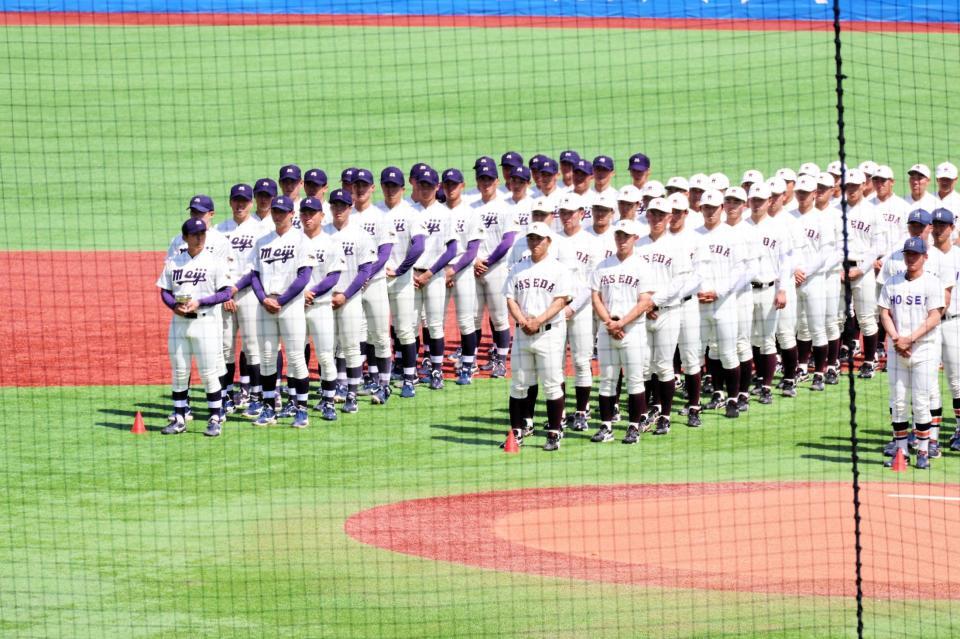東京六大学野球の開会式が行われた