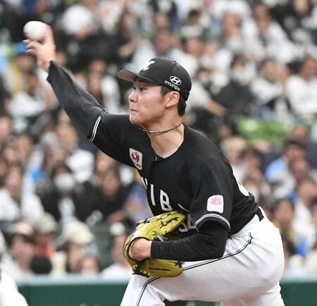 西武打線を相手に力投する広池（撮影・佐藤厚）