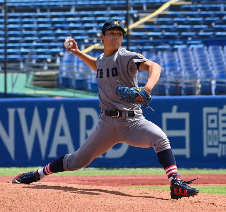 慶大先発の広池浩成（撮影・持木克友）