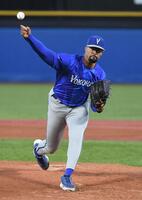 ヤクルト打線を相手に力投するデュプランティエ（撮影・佐藤厚）