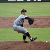 同大戦に先発した米沢（撮影・中野裕美子）