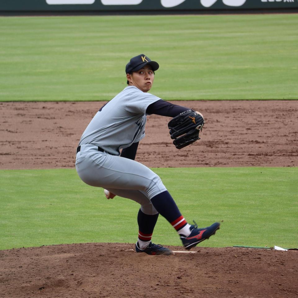 同大戦に先発した米沢（撮影・中野裕美子）