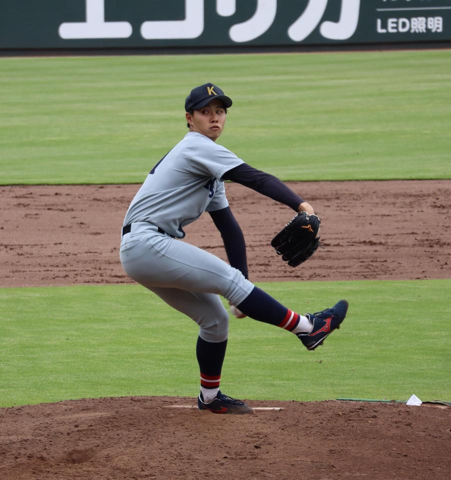 同大戦に先発した関大・米沢（撮影・中野裕美子）