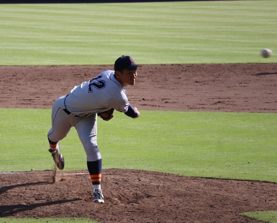 リリーフ登板した立命大・若田部（撮影・中野裕美子）