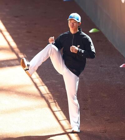 １軍に合流した大川（撮影・中島達哉）