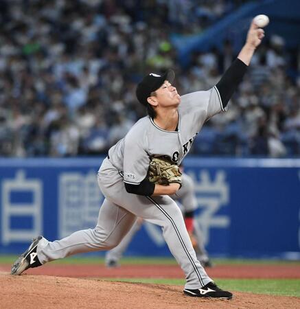 ヤクルト打線を相手に力投する井上（撮影・佐藤厚）
