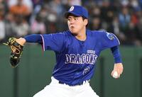 巨人打線に立ち向かう金丸（撮影・佐藤厚）