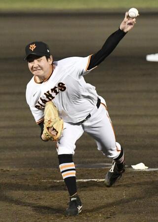 中日打線を相手に力投する竹丸（撮影・佐藤厚）