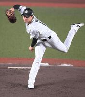 力投する毛利（撮影・開出牧）