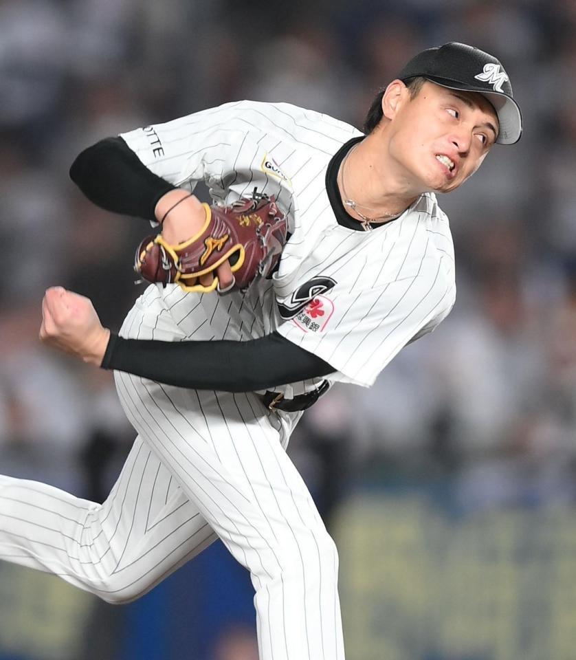 力投する毛利（撮影・開出牧）