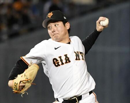 ５回１失点の好投を見せた巨人・竹丸和幸＝上毛新聞敷島球場（撮影・佐藤厚）