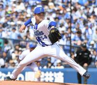 巨人打線に立ち向かう石田裕（撮影・佐藤厚）