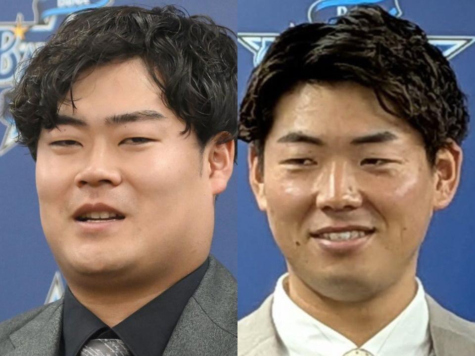 ＤｅＮＡの伊勢大夢（左）と蝦名達夫