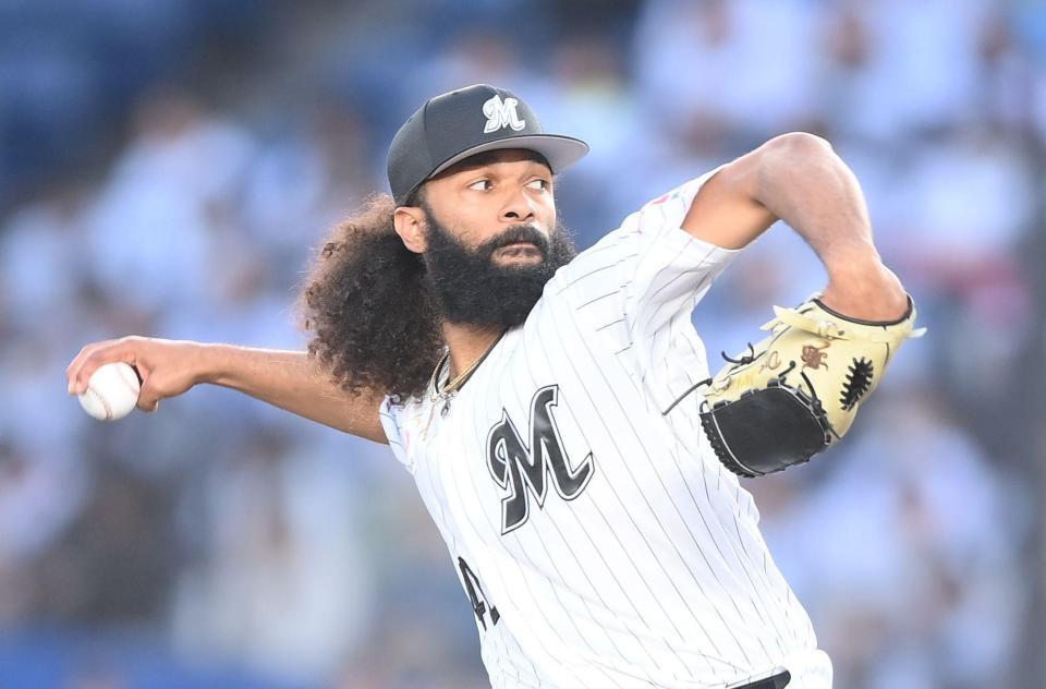 力投するジャクソン（撮影・開出牧）