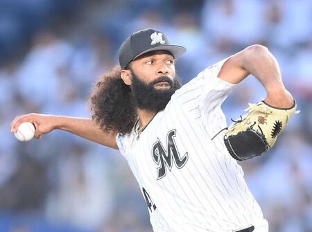 　力投するジャクソン（撮影・開出牧）