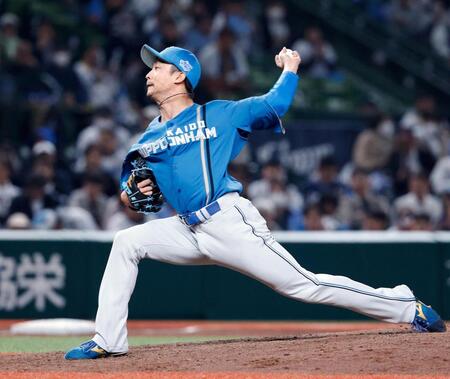 １１回に登板し、２０１９年以来のセーブを挙げた島本