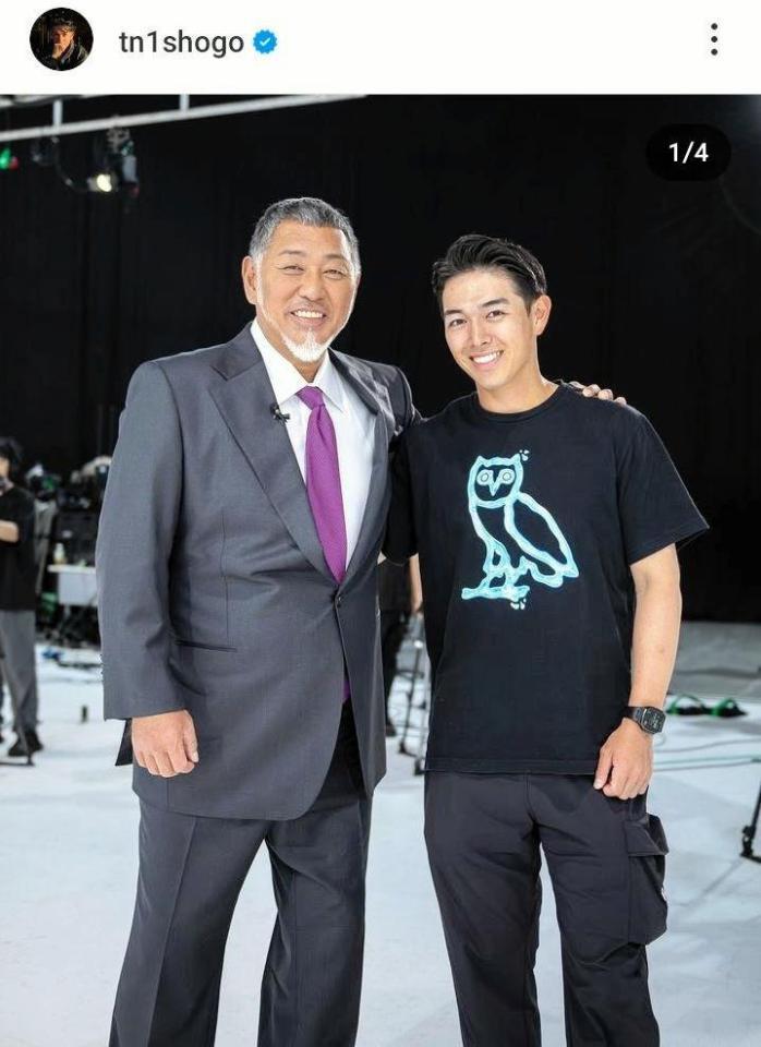 清原和博氏と長男・正吾さん。正吾さんのインスタグラム＠ｔｎ１ｓｈｏｇｏ（２４年８月）より