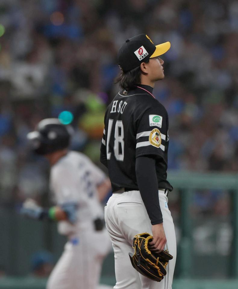 １回、ネビンに２ランを浴びた徐若熙（撮影・佐々木彰尚）