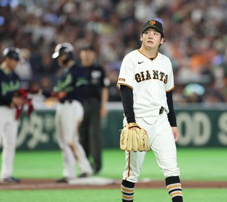 ７回、鈴木叶に２点三塁打を浴びがっくりの竹丸（撮影・金田祐二）