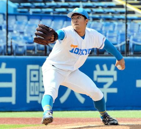 　法大打線を１失点に抑えた東大・松本慎（撮影・和泉玲香）