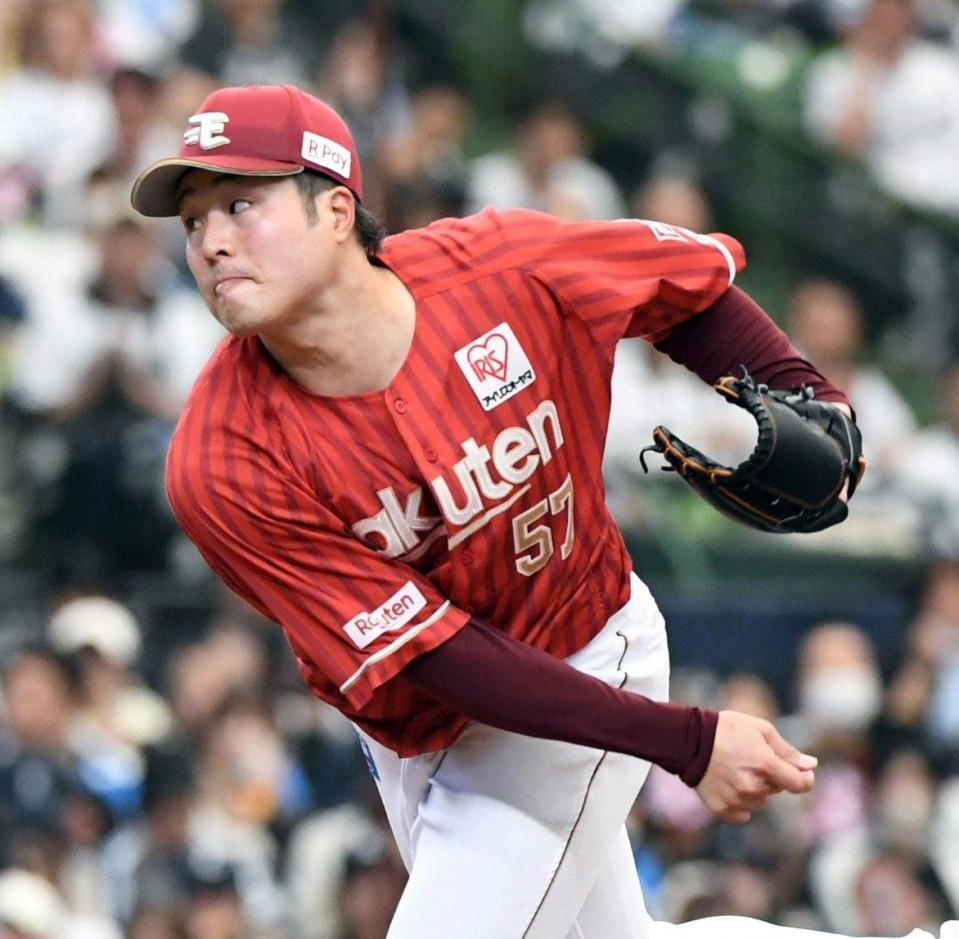 西武打線を相手に力投する滝中（撮影・佐藤厚）