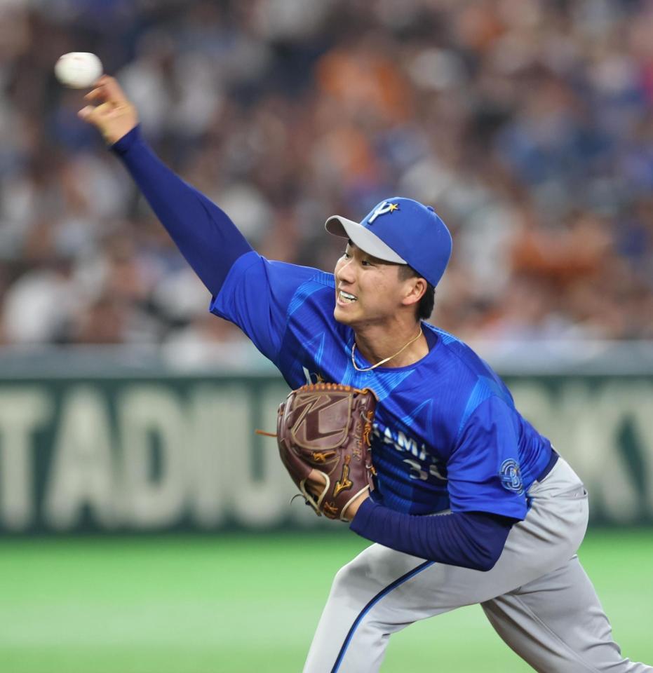 力投する篠木（撮影・金田祐二）