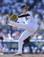 ７回１失点の好投で今季初勝利を挙げたロッテ・広池康志郎＝ＺＯＺＯマリンスタジアム（撮影・開出牧）