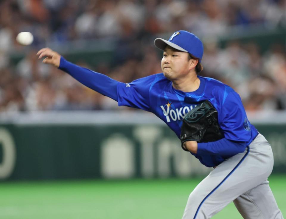 力投する石田裕（撮影・金田祐二）