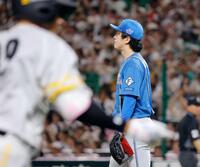３回、柳田（手前）に２ランを浴びた北山