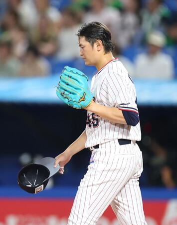 ９回、カナリオに走者一掃となる適時二塁打を許した大道（撮影・石井剣太郎）