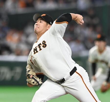 力投する巨人先発の井上（撮影・園田高夫）