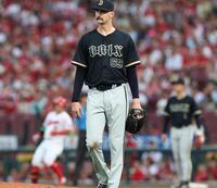 ３回、勝田に左前打を許したジェリー（撮影・北村雅宏）