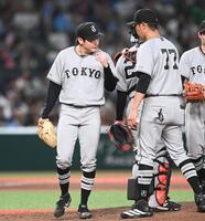 ８回途中で降板する竹丸（撮影・園田高夫）